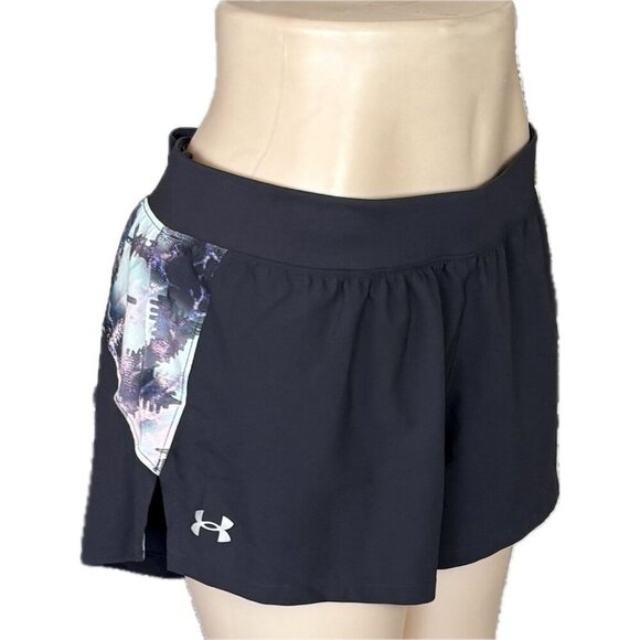 Under Armour XL Ash Gray Print Detail Drawstring Waist Built In Brief Shorts - Picture 3 of 6